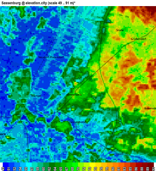 Zoom OUT 2x Sassenburg, Germany elevation map