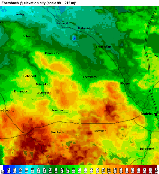 Zoom OUT 2x Ebersbach, Germany elevation map