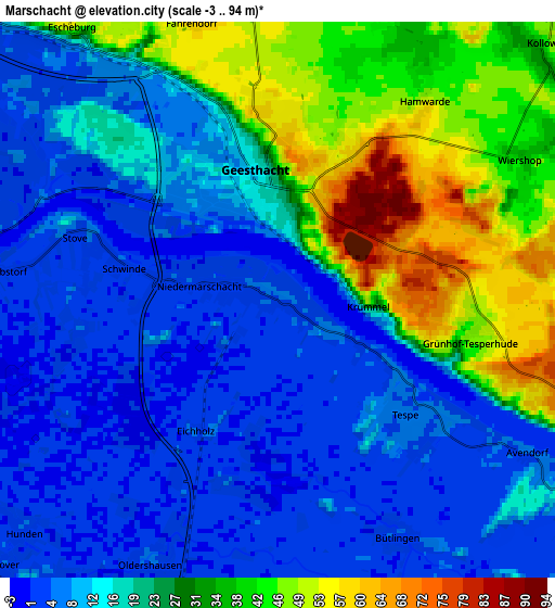 Zoom OUT 2x Marschacht, Germany elevation map