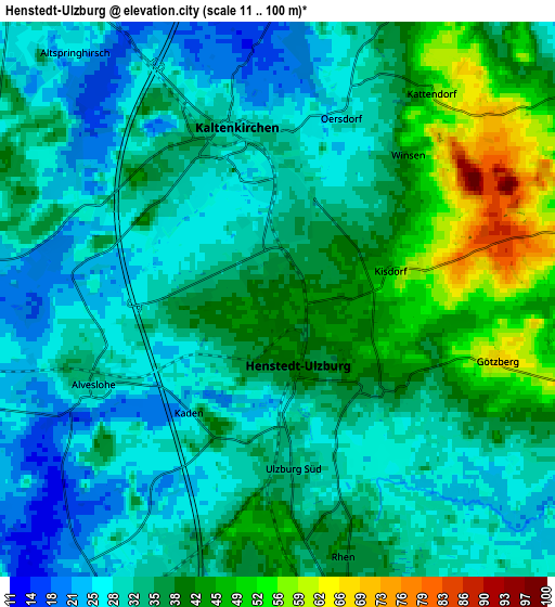 Zoom OUT 2x Henstedt-Ulzburg, Germany elevation map