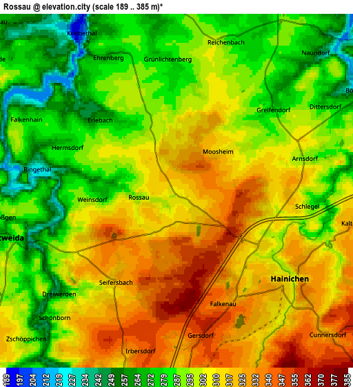 Zoom OUT 2x Rossau, Germany elevation map