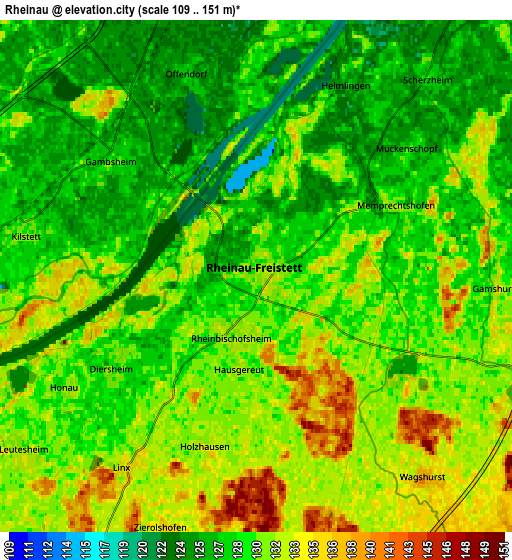 Zoom OUT 2x Rheinau, Germany elevation map