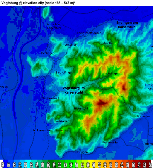 Zoom OUT 2x Vogtsburg, Germany elevation map