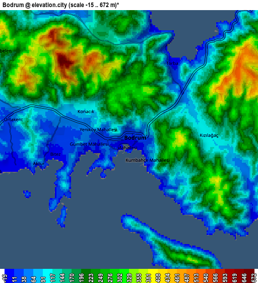 Zoom OUT 2x Bodrum, Turkey elevation map