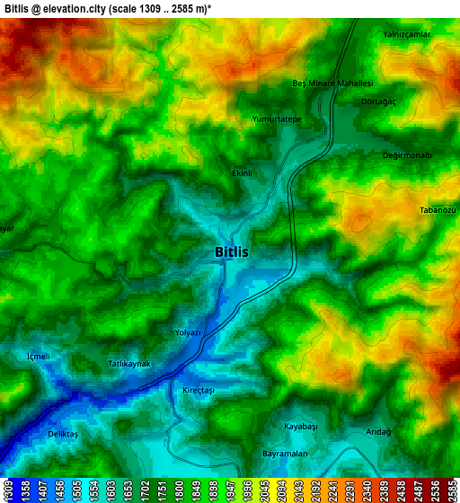 Zoom OUT 2x Bitlis, Turkey elevation map