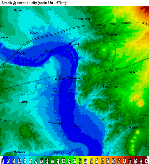 Zoom OUT 2x Birecik, Turkey elevation map