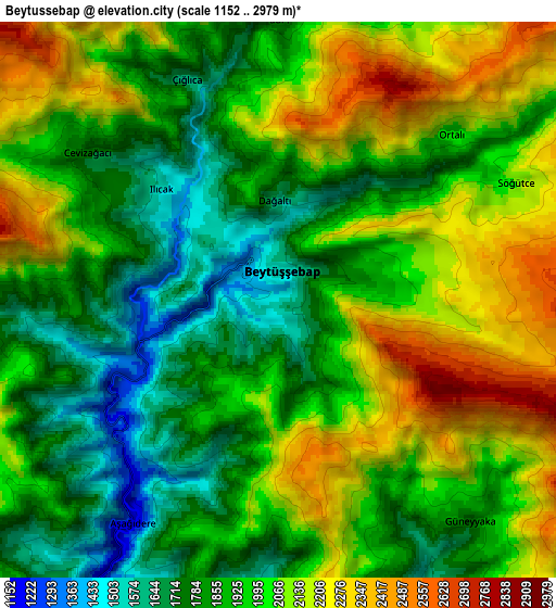 Zoom OUT 2x Beytüşşebap, Turkey elevation map