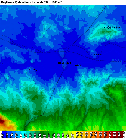 Zoom OUT 2x Beylikova, Turkey elevation map