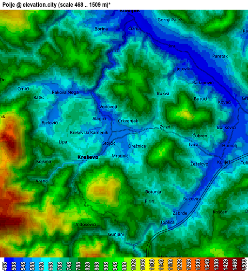 Zoom OUT 2x Polje, Bosnia and Herzegovina elevation map