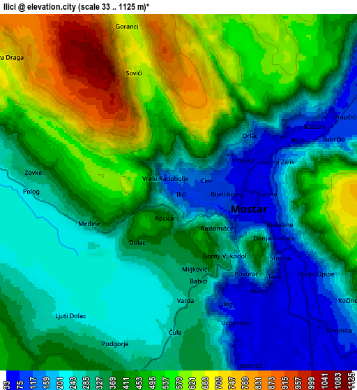Zoom OUT 2x Ilići, Bosnia and Herzegovina elevation map