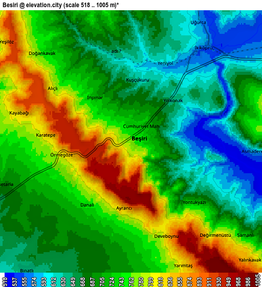 Zoom OUT 2x Beşiri, Turkey elevation map