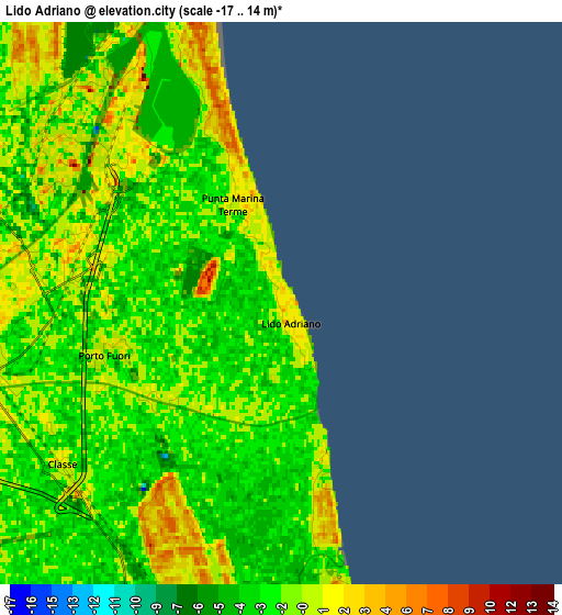 Zoom OUT 2x Lido Adriano, Italy elevation map