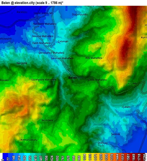 Zoom OUT 2x Belen, Turkey elevation map