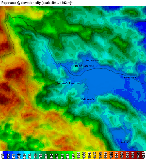 Zoom OUT 2x Popovača, Croatia elevation map