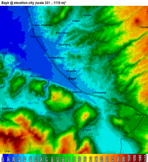 Zoom OUT 2x Bayır, Turkey elevation map