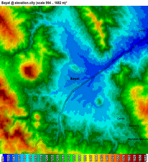 Zoom OUT 2x Bayat, Turkey elevation map