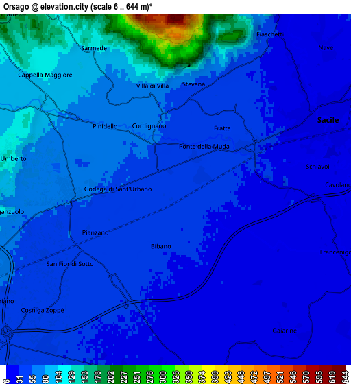 Zoom OUT 2x Orsago, Italy elevation map