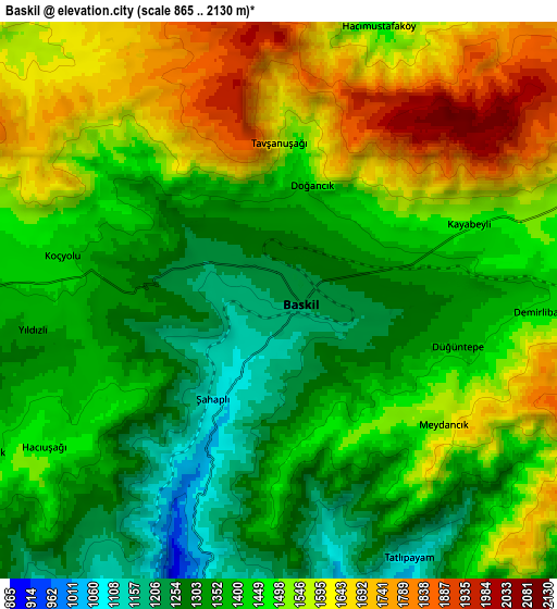 Zoom OUT 2x Baskil, Turkey elevation map