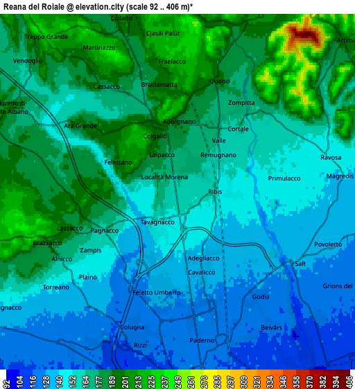 Zoom OUT 2x Reana del Roiale, Italy elevation map