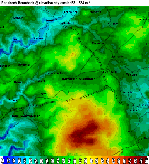 Zoom OUT 2x Ransbach-Baumbach, Germany elevation map