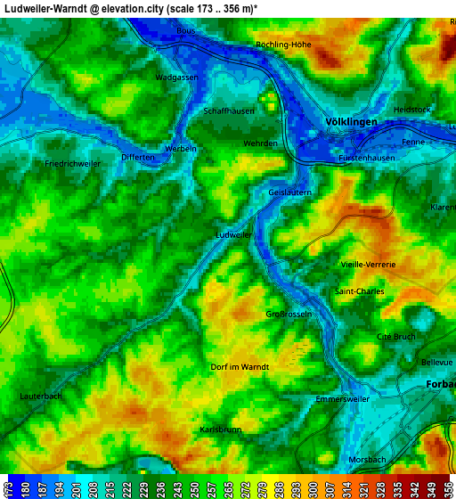 Zoom OUT 2x Ludweiler-Warndt, Germany elevation map