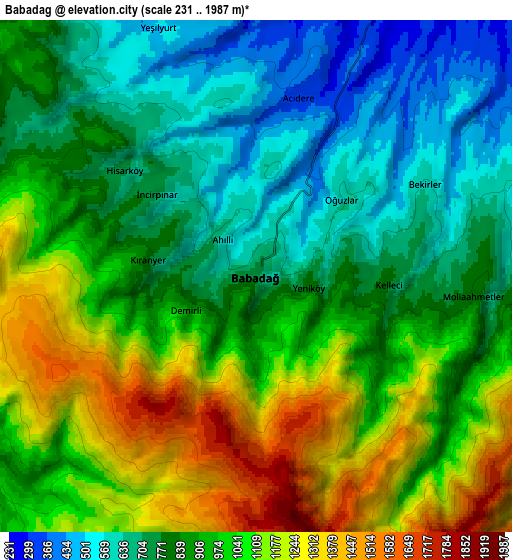 Zoom OUT 2x Babadağ, Turkey elevation map