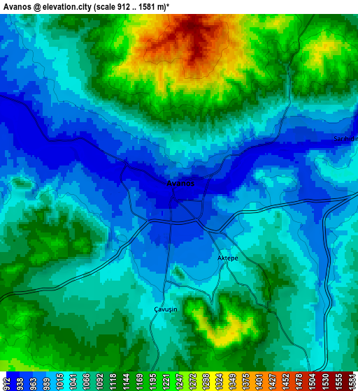 Zoom OUT 2x Avanos, Turkey elevation map