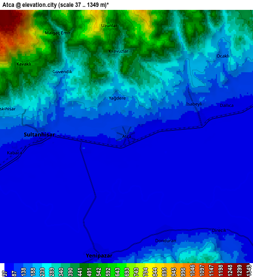 Zoom OUT 2x Atça, Turkey elevation map