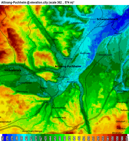 Zoom OUT 2x Attnang-Puchheim, Austria elevation map