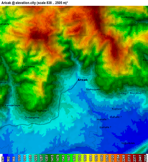 Zoom OUT 2x Arıcak, Turkey elevation map