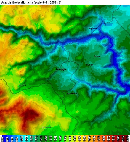 Zoom OUT 2x Arapgir, Turkey elevation map