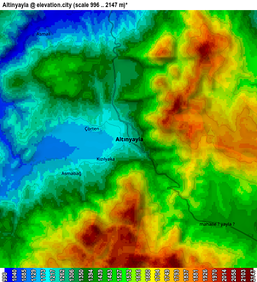 Zoom OUT 2x Altınyayla, Turkey elevation map