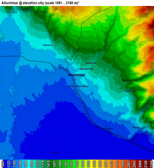 Zoom OUT 2x Altunhisar, Turkey elevation map