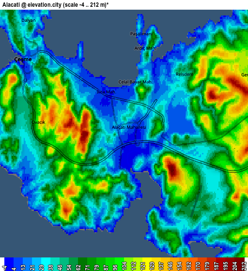 Zoom OUT 2x Alaçatı, Turkey elevation map