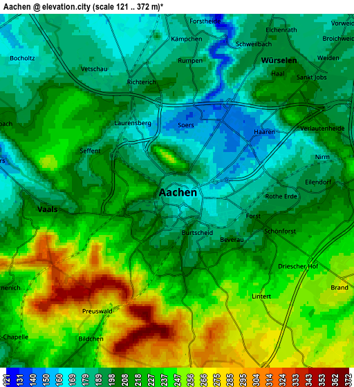 Zoom OUT 2x Aachen, Germany elevation map