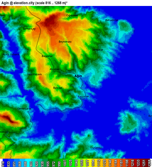 Zoom OUT 2x Ağın, Turkey elevation map