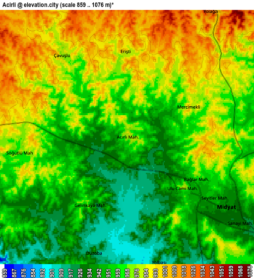 Zoom OUT 2x Acırlı, Turkey elevation map