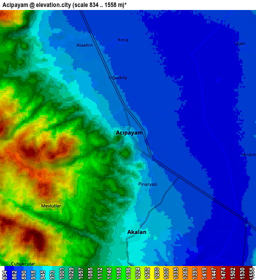 Zoom OUT 2x Acıpayam, Turkey elevation map