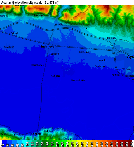 Zoom OUT 2x Acarlar, Turkey elevation map