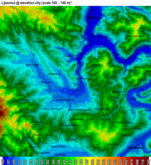 Zoom OUT 2x Liješnica, Bosnia and Herzegovina elevation map