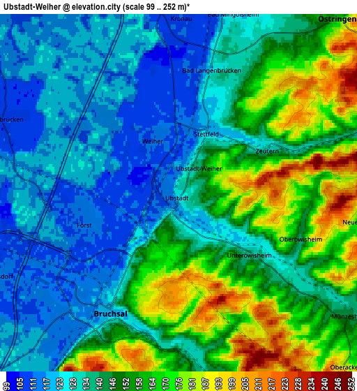 Zoom OUT 2x Ubstadt-Weiher, Germany elevation map