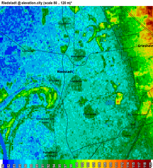 Zoom OUT 2x Riedstadt, Germany elevation map