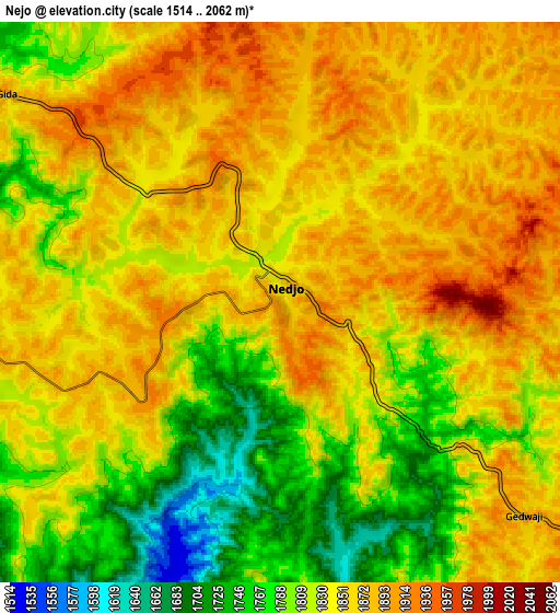 Zoom OUT 2x Nejo, Ethiopia elevation map