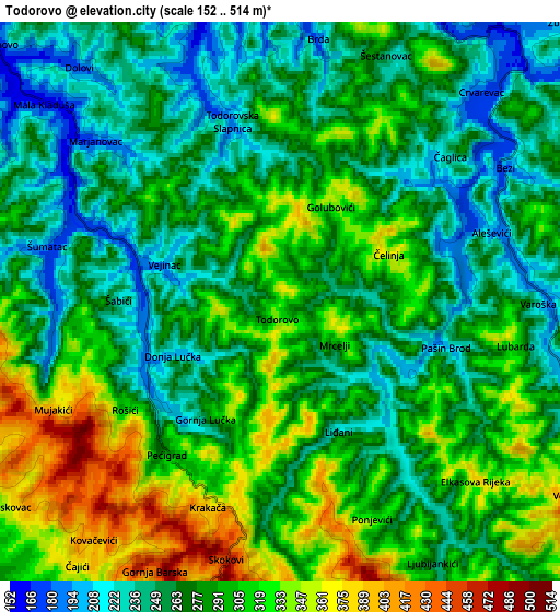 Zoom OUT 2x Todorovo, Bosnia and Herzegovina elevation map