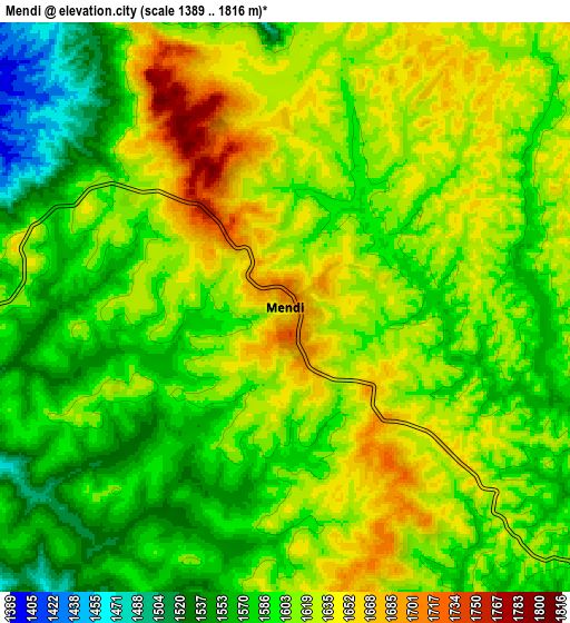 Zoom OUT 2x Mendī, Ethiopia elevation map