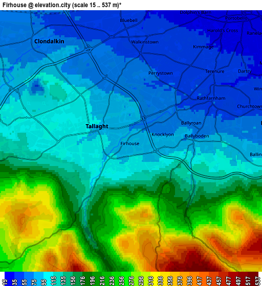 Zoom OUT 2x Firhouse, Ireland elevation map