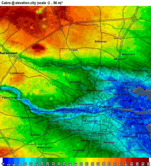 Zoom OUT 2x Cabra, Ireland elevation map