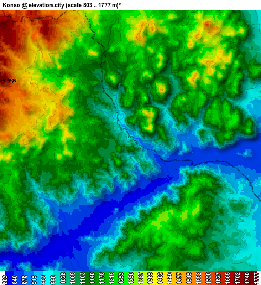 Zoom OUT 2x Konso, Ethiopia elevation map