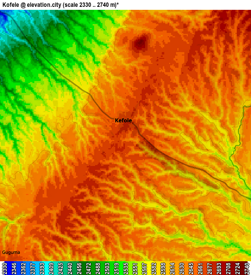 Zoom OUT 2x Kofelē, Ethiopia elevation map