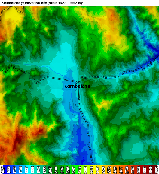 Zoom OUT 2x Kombolcha, Ethiopia elevation map